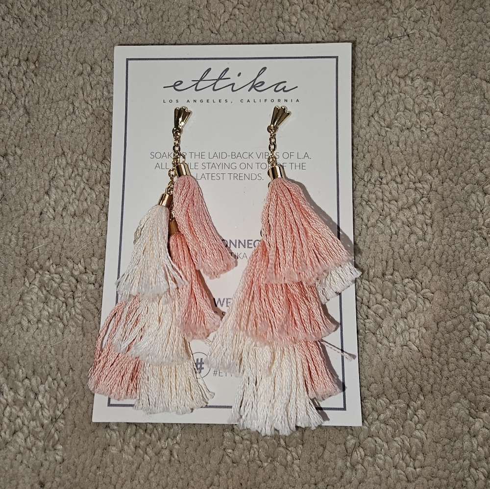 Daydreamer Tassel Earrings in Peach and Gold
